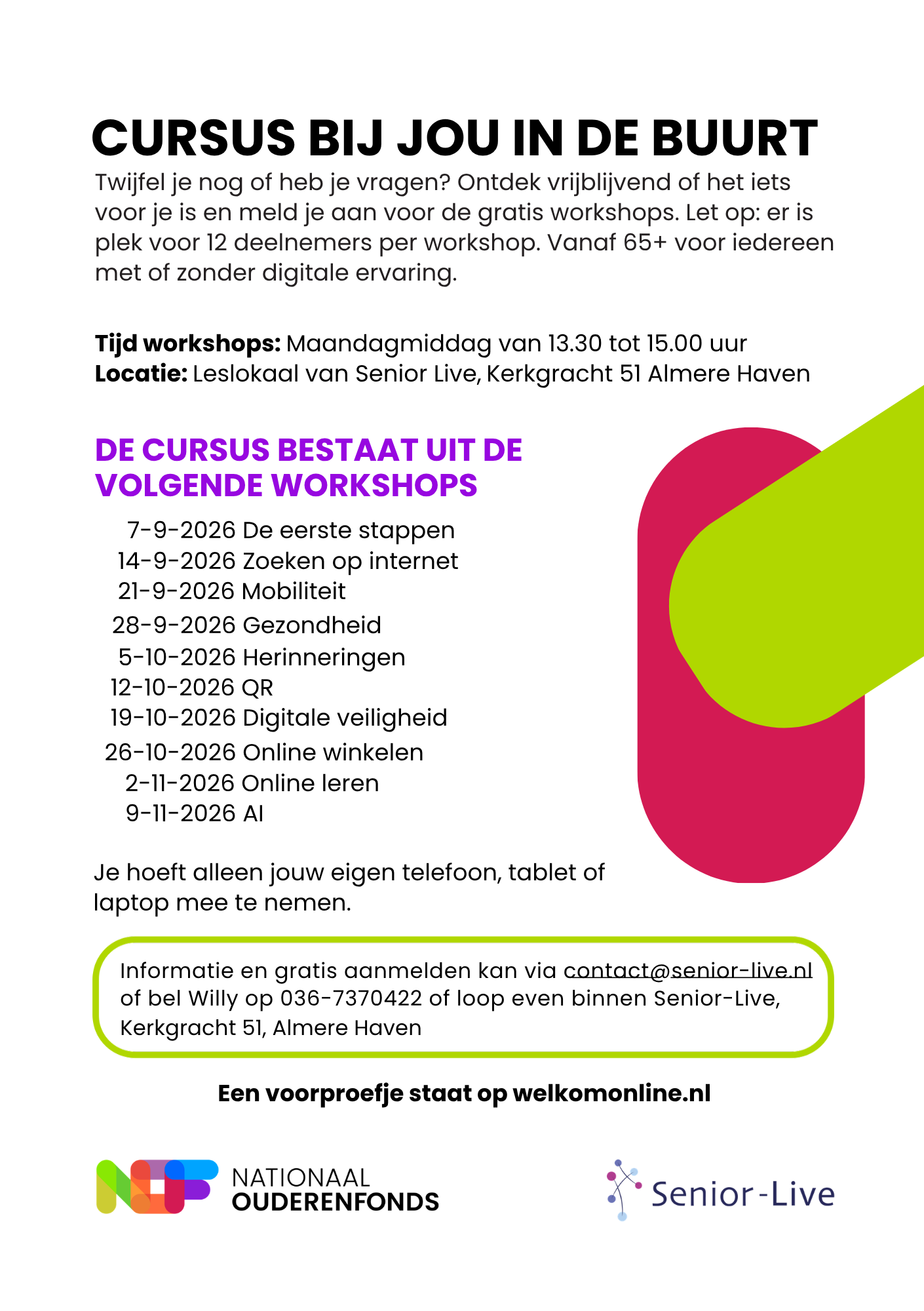 Flyer Welkom Online start najaar 2026